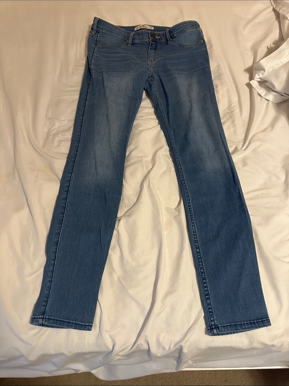 Hollister Women's Straight Leg Jeans in Mid Blue